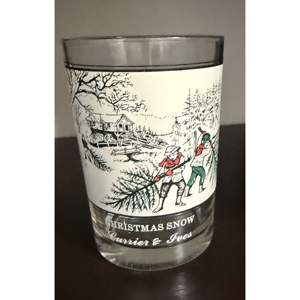 Vtg Currier & Ives Drinking Glass Christmas Snow Scene Arby's Collector's Series